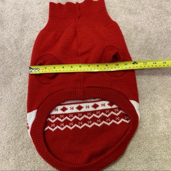 SMALL breed dog red white snowflake knit turtleneck sweater size large - Picture 5 of 6